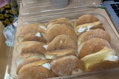 Cream filled pastry. Not as moist as I'd hoped and the cream taste more like sweet creamed butter.